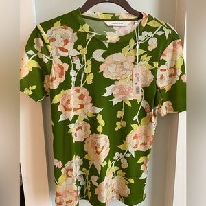 Rebecca Taylor green floral mesh tee NWT size XS